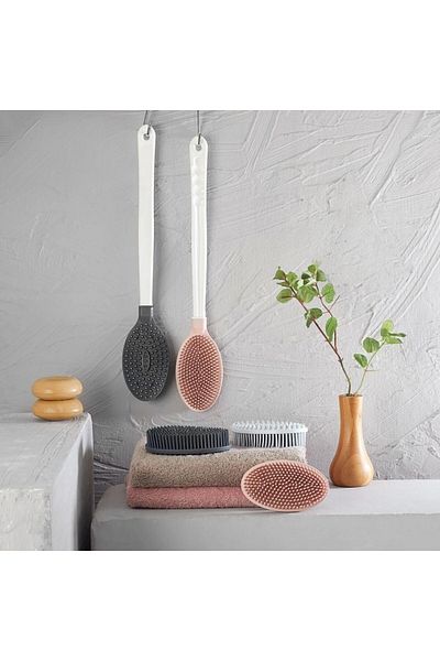 Miracle Omni Buffer ®   Silicone Massaging Long Handle Body Massager Brush Bath Back Scrub Soft Brush with Handle