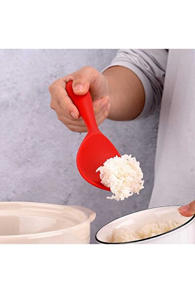 elfnur Silicone Long Spoon 28 cm and Short Spoon 22 cm / 2 Pieces Fireproof Non-Slip Cool