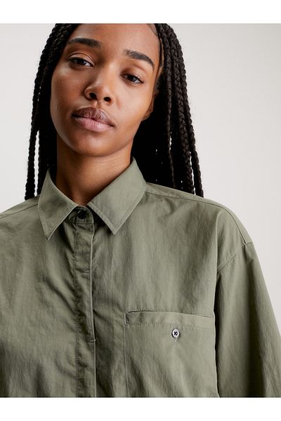 Calvin Klein Calvin Klein Women Dusty Olive Soft Touch Shirt Dress