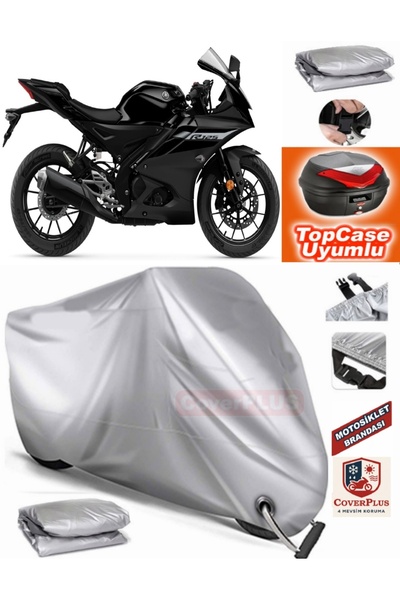 MotoEN Gray Lock Compatible Yamaha Yzf R125 Tarpaulin Topcase Rear Bag Compat...
