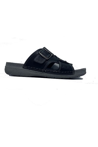 ayaktarz Enova Black Men's Buckle Adjustable Comfortable Stylish Outward Men's Slippers