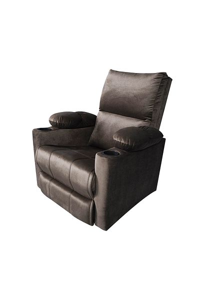 Lazy Vibes Sun | Velvet Rocking Cinematic Recliner Chair with Cups Holder - Dark Brown