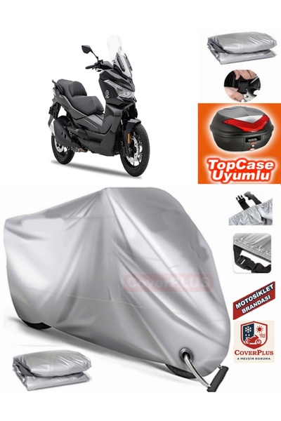 MotoEN Gray Lock Compatible Voge Sr4 Tarpaulin Topcase Back Bag Compatible Mo...