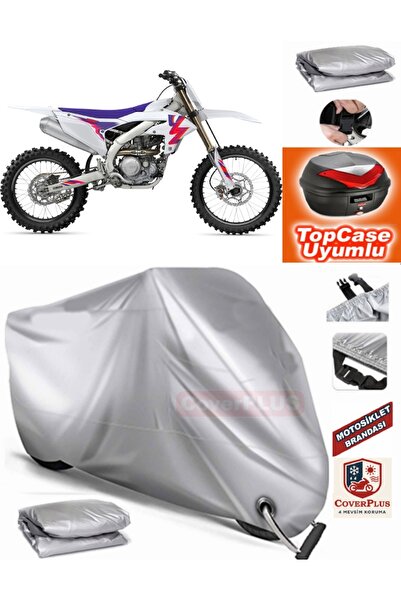 MotoEN Gray Lock Compatible Yamaha Yz 450 F Tarpaulin Topcase Rear Bag Compat...
