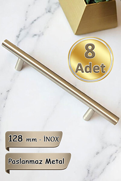GLASWEN 8 Adet Boy Kulp İnox 128 mm Kulp Mobilya Mutfak Dolabı Çekmece Dolap ...