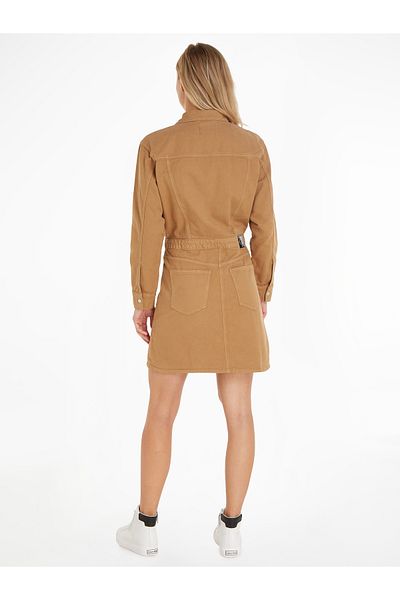 Calvin Klein Women Denim Medium Brown Canvas Trucker Denim Dress