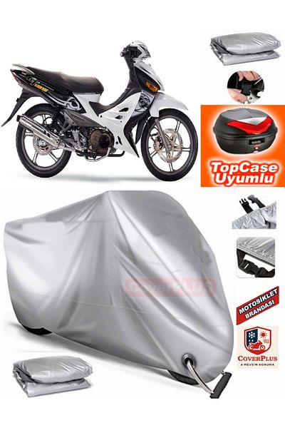 MotoEN Gray Lock Compatible Modenas Gt135 Tarpaulin Topcase Rear Bag Compatible Motor Tarpaulin