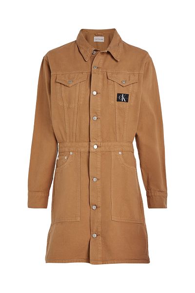 Calvin Klein Women Denim Medium Brown Canvas Trucker Denim Dress