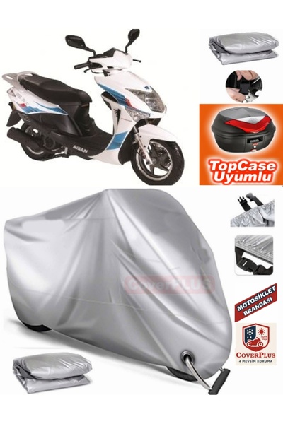 MotoEN Gray Lock Compatible Bisan Nysa 150 Tarpaulin Topcase Back Bag Compati...