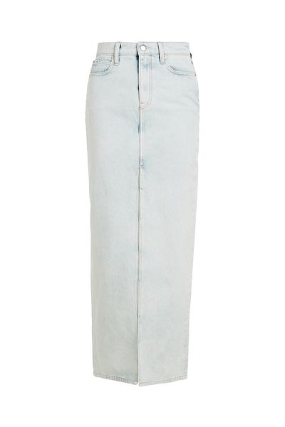 Calvin Klein Calvin Klein Women Light Blue Tencel Front Split Denim Max Skirt