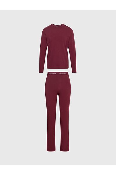 Calvin Klein Men Burgundy Long Sleeve Tee & Pant Set