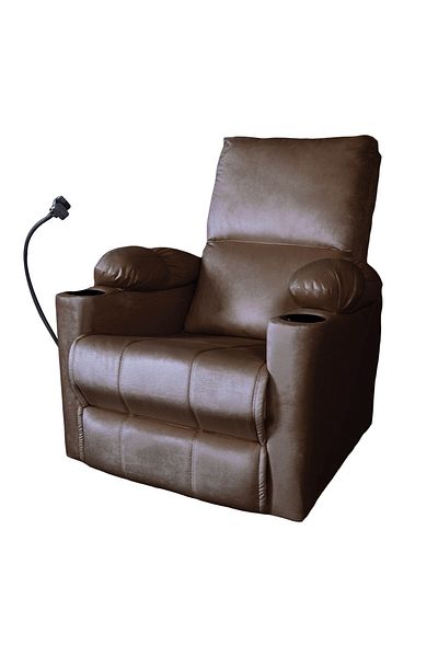 Lazy Vibes Sun Plus | Velvet Rocking & Rotating Cinematic Recliner Chair with Phone & Cups Holder - Dark Brown