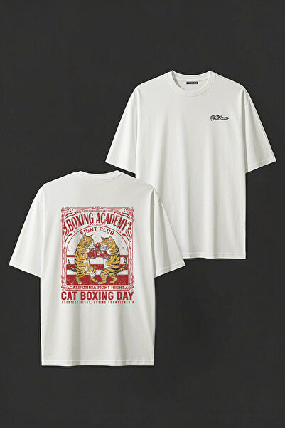 Vatkalimon Unisex 100% οργανικό βαμβάκι Oversize Λευκό μπλουζάκι με στρογγυλή...