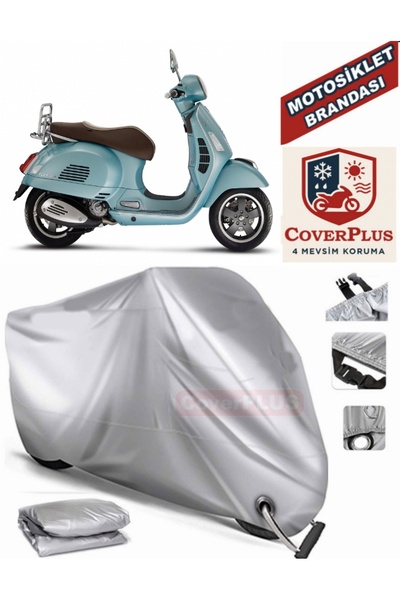 MotoEN Gray Lock Compatible Motor Tarpaulin Vespa Gts 125 Abs Motorcycle Tarp...