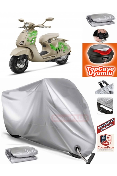 MotoEN Gray Lock Compatible Vespa 946 Dragon Tarpaulin Topcase Rear Bag Compa...