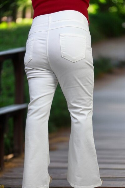 yagmurberen Spanish Leg Large Size Jean Denim Pants with Belt Wide Elastic