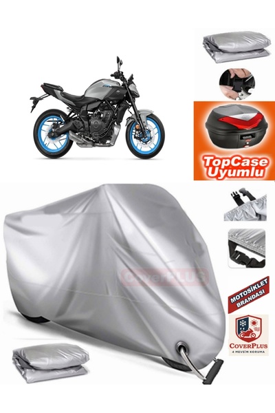 MotoEN قفل رمادي متوافق مع Yamaha MT-07 ABS القماش المشمع Topcase الخلفي حقيب...