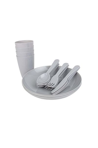 Ar Armese Picnic Set Practical Does Not Take up Space Picnic Plate Set Picnic Utensils 20 Pieces for 4 People