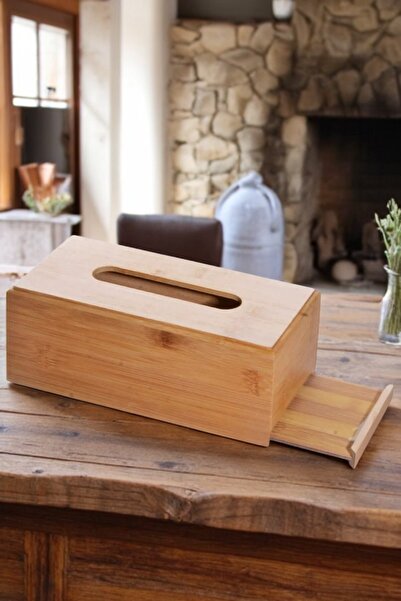 Home Dikdörgen Bambu Masaüstü Kağıt Peçetelik - Mendil Kutusu