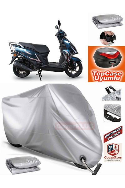 MotoEN قفل رمادي متوافق مع Falcon Mocco 125 قماش القنب Topcase الخلفي حقيبة متوافقة مع القماش المشمع المحرك