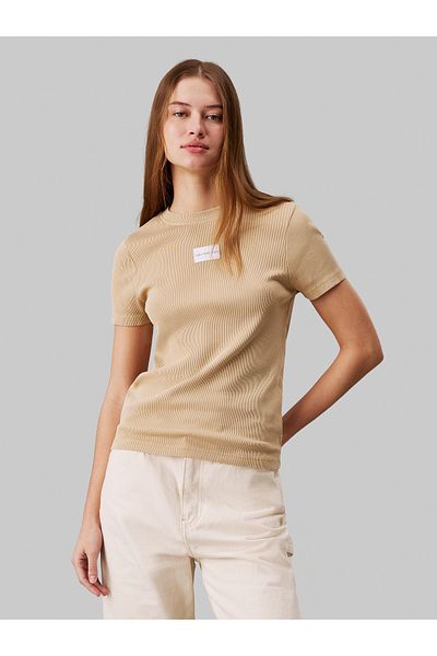 Calvin Klein Women Khaki Short Sleeve T-Shirt