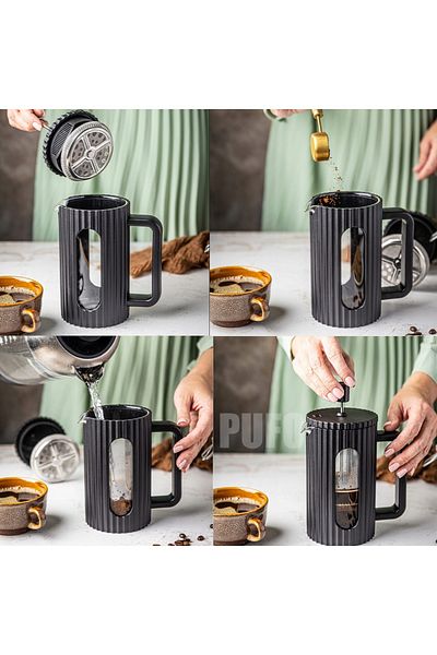 PUFO Infuzor French Press 600ml - Ceai și cafea, aromă intensă, preparare ușoară
