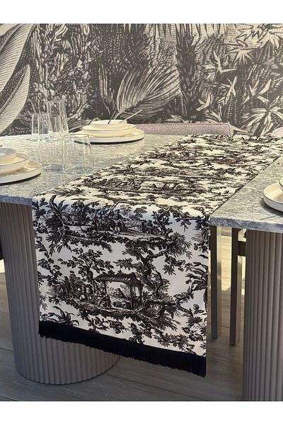 Skhome Covoraș decorativ cu franjuri imprimat pentru femei rustice 1 bucată 40x140cm (SKSCR-11)