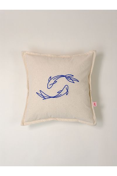 Galia Tasarım Κάλυμμα μαξιλαριού Saks Blue Dolphins Washed Linen Punch Throw