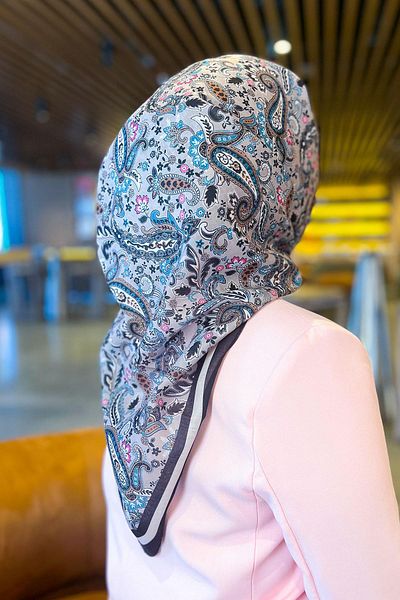 Sultan Eşarp Sultan Fresh Cotton Scarf - Μοτίβο σάλι - SFE001-07 - Μαύρο, Βενζίνη