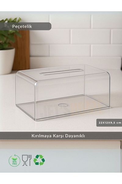 Jet's Home Suport pentru șervețele dreptunghiular din acril transparent |   Cutie de șervețele irezistibile - Organizator compatibil cu șervețele Z fără BPA