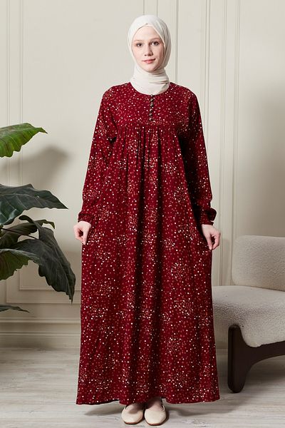 fistan Shirred Robadan Buttoned Front Viscose Fabric Tesseture Clothing Mother Dress Prayer Dress