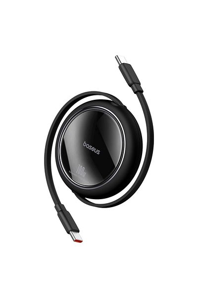 Baseus Baseus 100W Free2 Draw Mini Both-Way Retractable USB-C to USB-C Fast Charging Data Cable 1M - Black