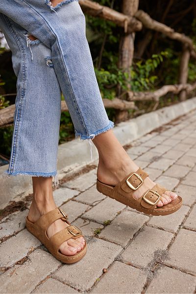 ANGELİNA JONES Parsy Women's Hold Tan Real Suede Slippers