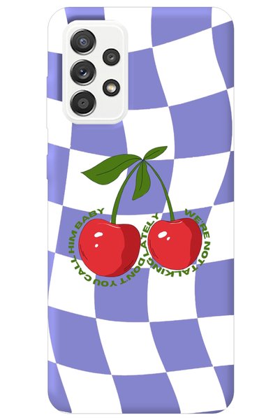 WANNA PROTECT Samsung A53 Lilac Velvet Checkerboard Cherry Patterned Silicone...