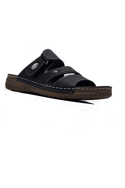 ayaktarz Enova Brown Velcro Comfortable Stylish Outward Men's Slippers