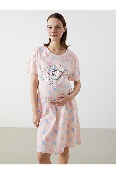 LC Waikiki Lcw Dream Crew Neck Printed Maternity Nightgown (S5)