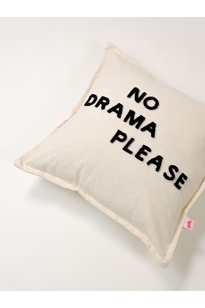 Galia Tasarım No Drama Please - Motto Punch Throw Pillow Cover - Μαύρο