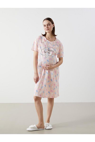 LC Waikiki Lcw Dream Crew Neck Printed Maternity Nightgown (S5)
