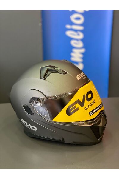 EVO ELEGANT Evo çene açılır gri antrasit güneş vizörlü ce belgeli kask