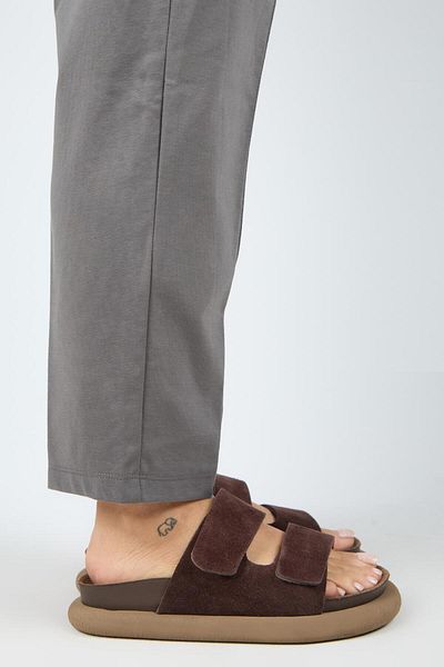 Manijero Lillo Women's Genuine Leather Double Velcro Light Brown Slippers