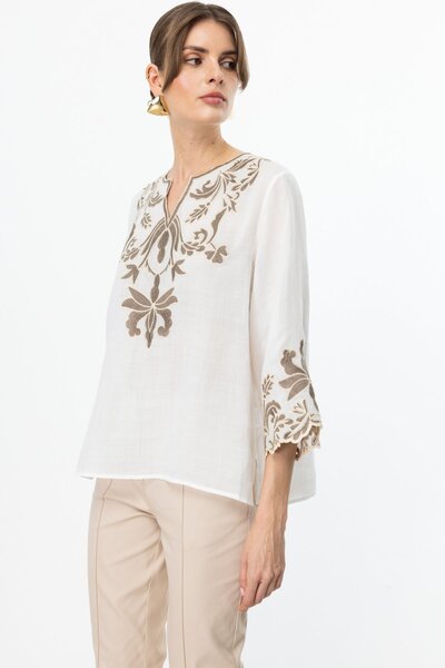 Ekol Блуза з вишитим коміром