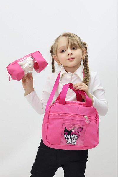 Probag Set de 3 genți de școală tematice Kuromi pentru fete Rucsac Geantă termică pentru prânz Suport stilou
