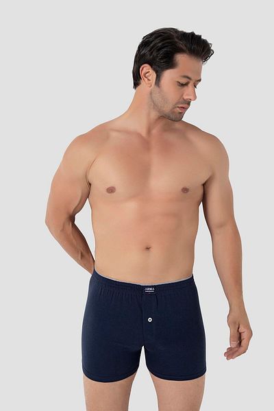 Arma Yıldız Navy Blue 6 Pack Ανδρικές χτενισμένες βαμβακερές πετσέτες - Waist Boxer 100% βαμβάκι