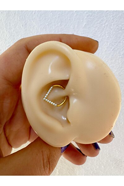 Arescollection g23 titanium ( titanyum) zirkon taşlı üçgen model septum daith 1 adet piercing