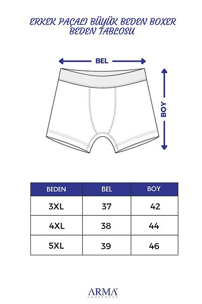 Arma Yıldız Ανδρικό εσώρουχο μεγάλου μεγέθους Boxer 2 Pack Λευκό 100% βαμβάκι