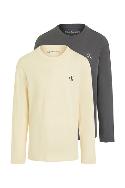 Calvin Klein Men Vanilla/Dark Grey Pack of 2 T-Shirts