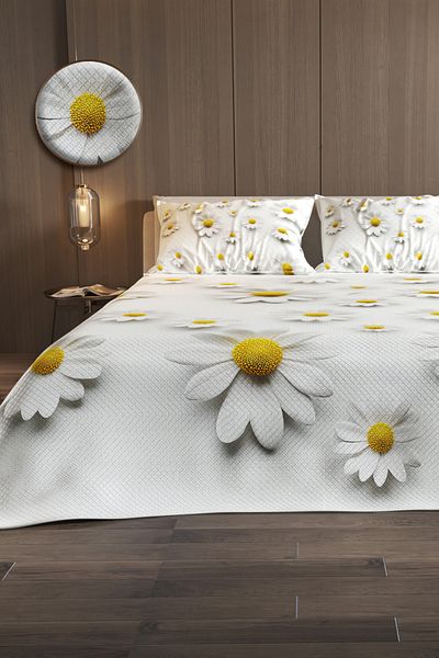 MonoHome Pique Set Cotton Double Jacquard Woven Bedspread Daisy