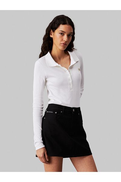 Calvin Klein Calvin Klein Women White Rib Polo Top Body