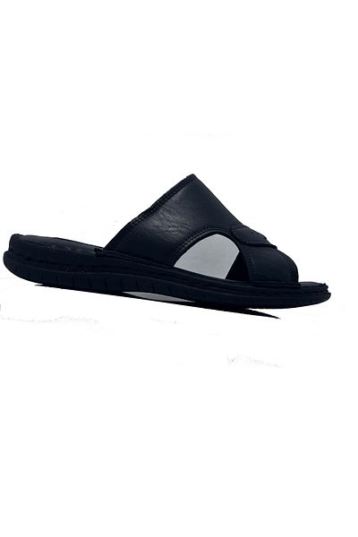 EDU Ayaktarz Edu Black 26 Genuine Leather Orthopedic Daily Men's Slippers