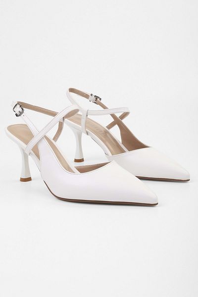 Shoeberry Women's Nella White Skin Stiletto